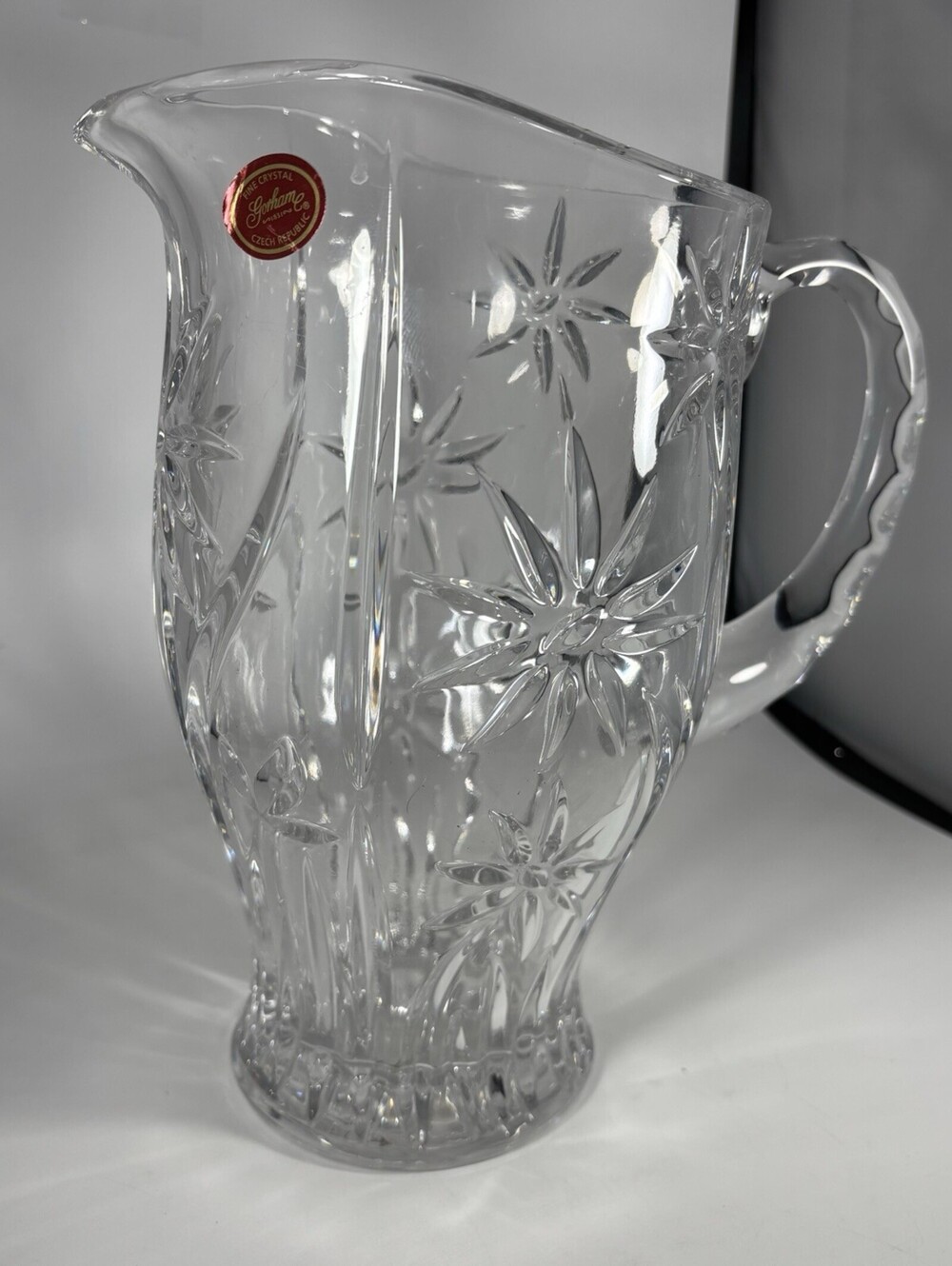 Gorham Lead Crystal Water Pitcher Floral Garden Daisy Design Beautiful Details